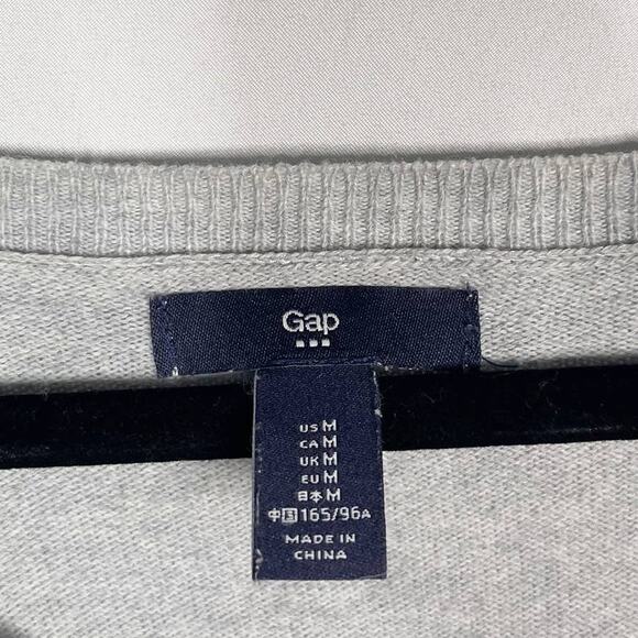 Gap Womens Medium M Gray Blue Floral Lightweight Knit Sweater Scoop Neck Cotton - Picture 6 of 6